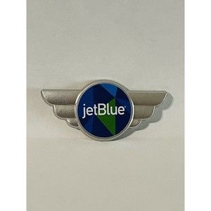 JetBlue Airways Junior Crew Silver Plastic Wings Stick-On Pin / Badge
